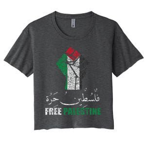 Free Palestine Arabic Support Palestine And Gaza Jerusalem Women's Crop Top Tee