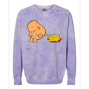 Funny Potato And French Fries Colorblast Crewneck Sweatshirt