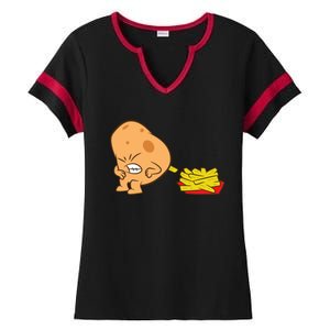 Funny Potato And French Fries Ladies Halftime Notch Neck Tee