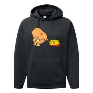 Funny Potato And French Fries Performance Fleece Hoodie