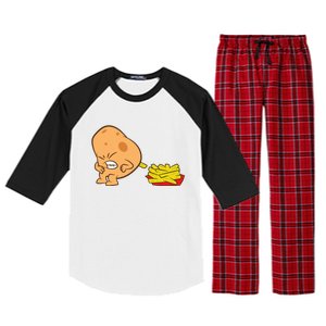 Funny Potato And French Fries Raglan Sleeve Pajama Set