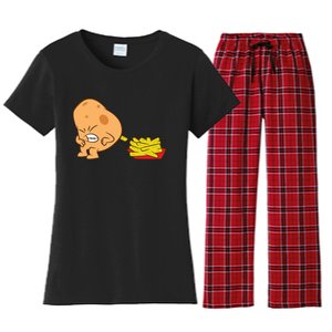 Funny Potato And French Fries Women's Flannel Pajama Set