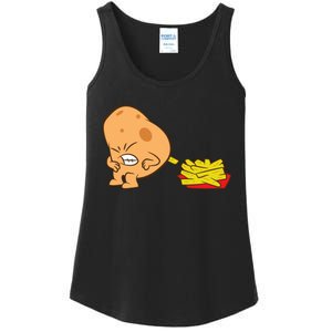 Funny Potato And French Fries Ladies Essential Tank