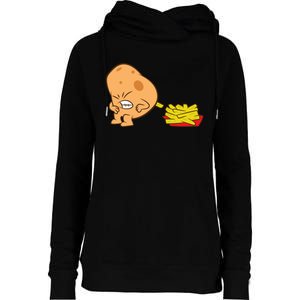 Funny Potato And French Fries Womens Funnel Neck Pullover Hood