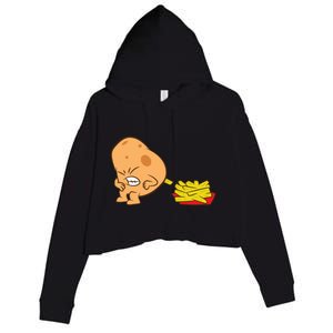 Funny Potato And French Fries Crop Fleece Hoodie