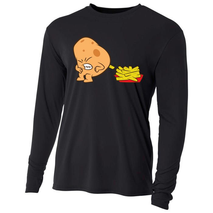 Funny Potato And French Fries Cooling Performance Long Sleeve Crew