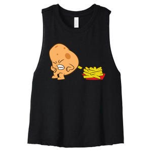 Funny Potato And French Fries Women's Racerback Cropped Tank