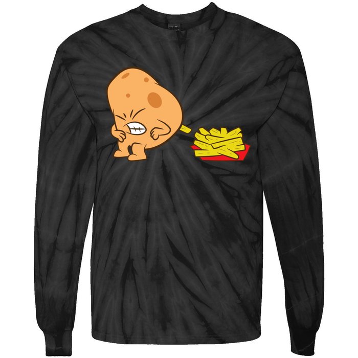 Funny Potato And French Fries Tie-Dye Long Sleeve Shirt