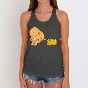 Funny Potato And French Fries Women's Knotted Racerback Tank