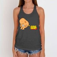 Funny Potato And French Fries Women's Knotted Racerback Tank