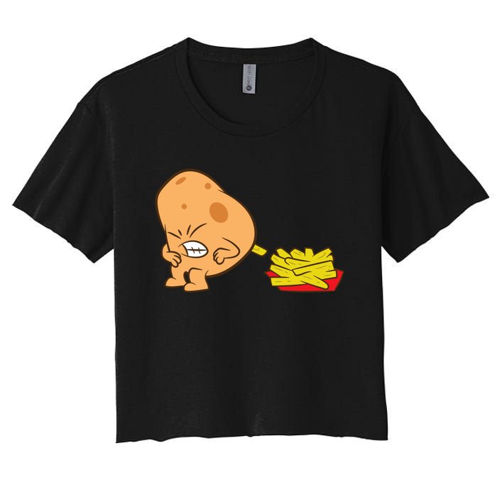 Funny Potato And French Fries Women's Crop Top Tee