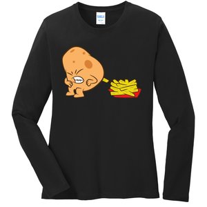 Funny Potato And French Fries Ladies Long Sleeve Shirt