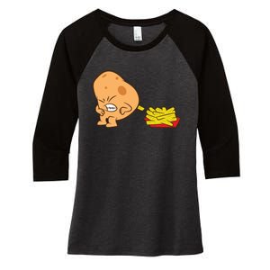 Funny Potato And French Fries Women's Tri-Blend 3/4-Sleeve Raglan Shirt