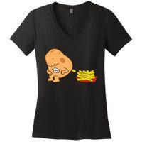 Funny Potato And French Fries Women's V-Neck T-Shirt