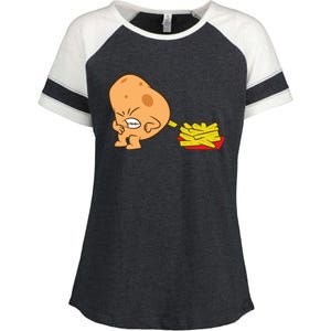 Funny Potato And French Fries Enza Ladies Jersey Colorblock Tee