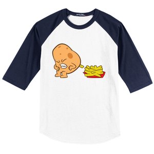 Funny Potato And French Fries Baseball Sleeve Shirt