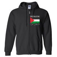 Free Palestine Arabic Palestine Gaza Jerusalem Support Full Zip Hoodie