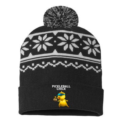 Funny Pickleball Art For Women Paddle Sport Chick Lover USA-Made Snowflake Beanie