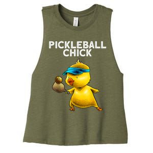 Funny Pickleball Art For Women Paddle Sport Chick Lover Women's Racerback Cropped Tank