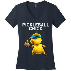 Funny Pickleball Art For Women Paddle Sport Chick Lover Women's V-Neck T-Shirt