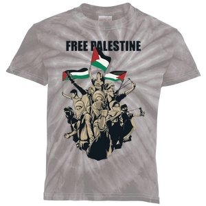 Free Palestine Arabic Flag Kids Tie-Dye T-Shirt