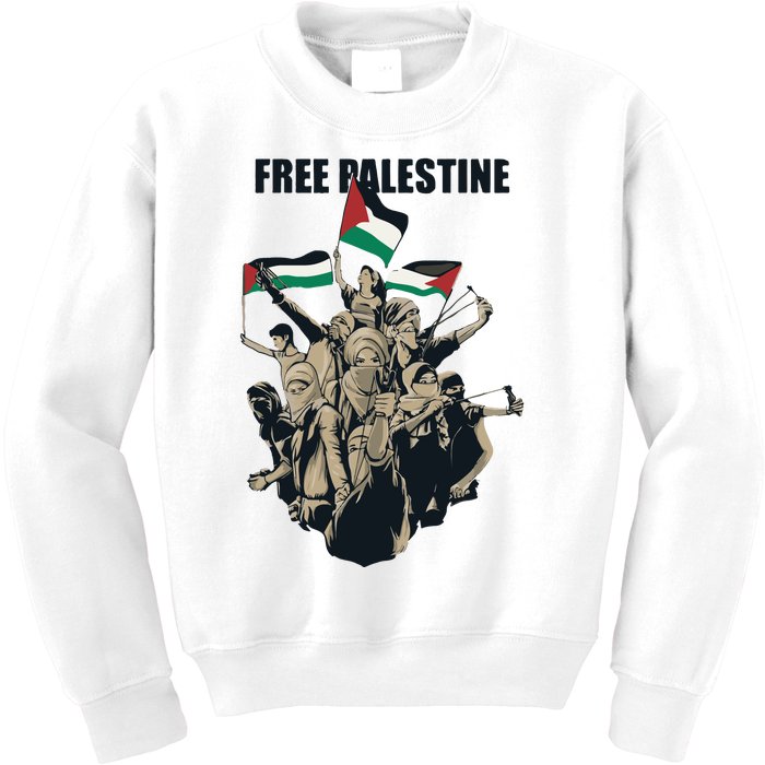 Free Palestine Arabic Flag Kids Sweatshirt