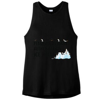 Funny Penguins Against Authoritarian Ice Holes Protest Ladies PosiCharge Tri-Blend Wicking Tank
