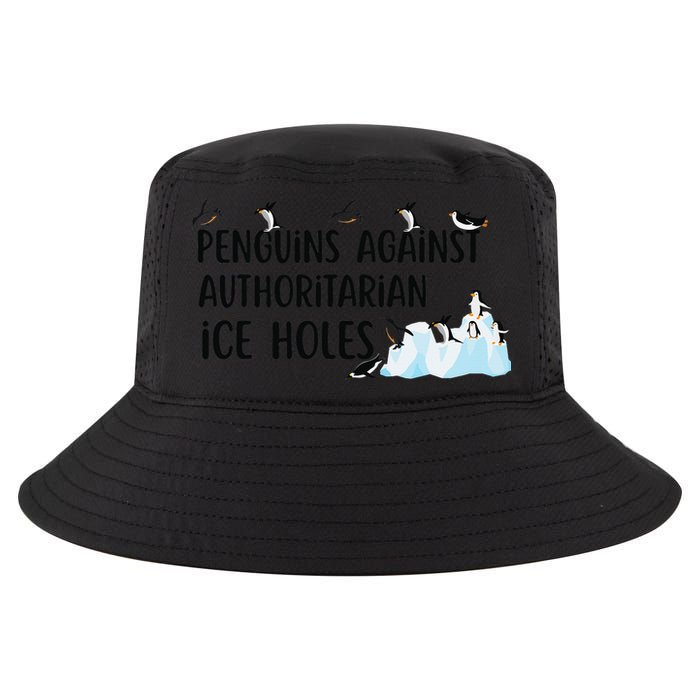Funny Penguins Against Authoritarian Ice Holes Protest Cool Comfort Performance Bucket Hat
