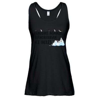 Funny Penguins Against Authoritarian Ice Holes Protest Ladies Essential Flowy Tank