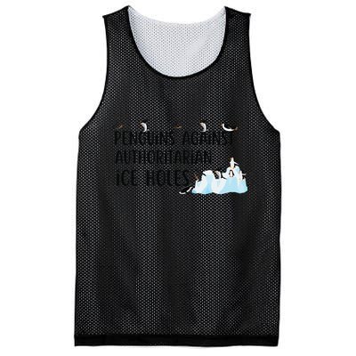 Funny Penguins Against Authoritarian Ice Holes Protest Mesh Reversible Basketball Jersey Tank