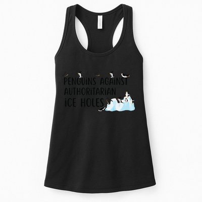 Funny Penguins Against Authoritarian Ice Holes Protest Womens Tank Top
