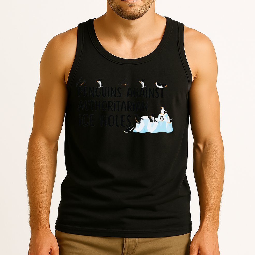 Funny Penguins Against Authoritarian Ice Holes Protest Tank Top