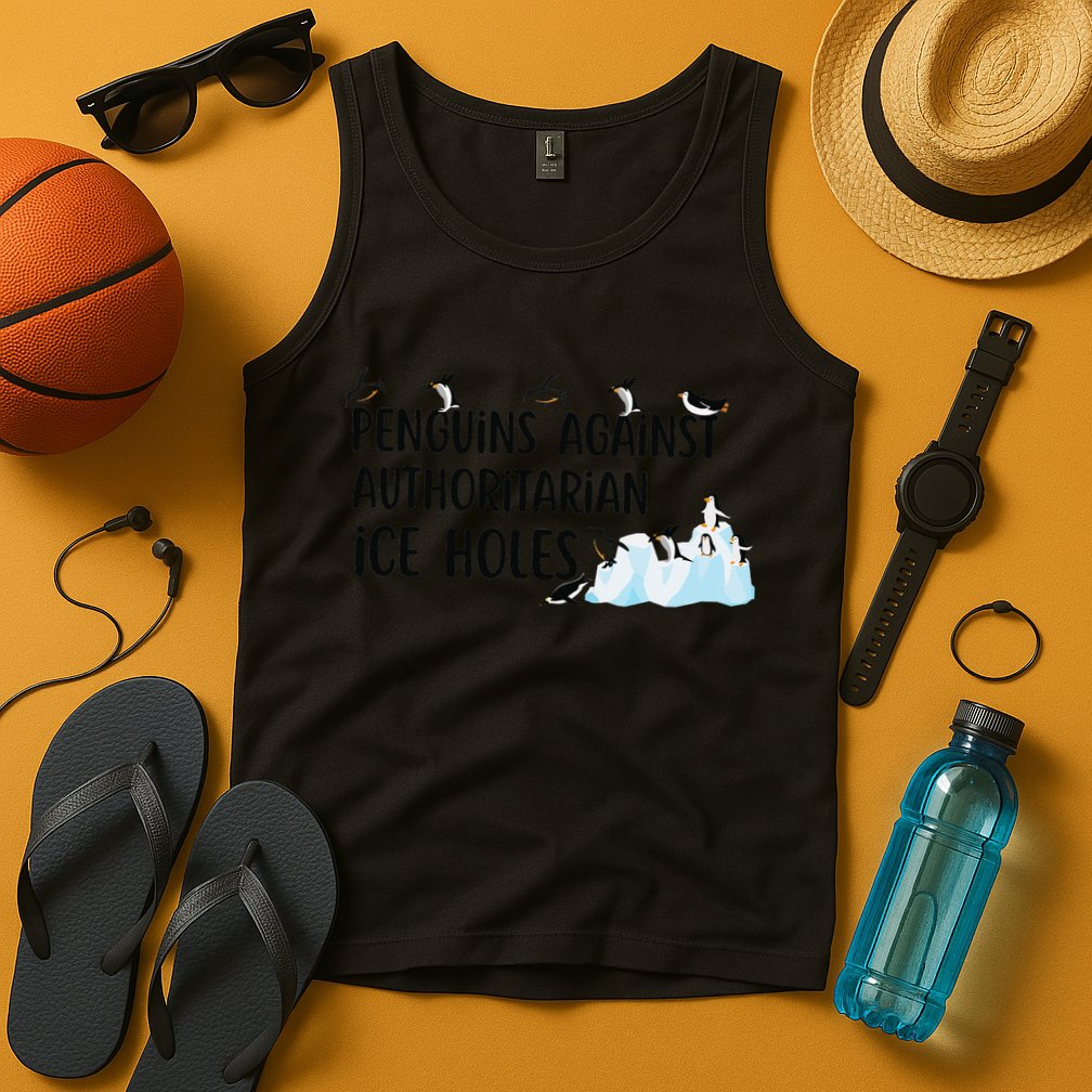 Funny Penguins Against Authoritarian Ice Holes Protest Tank Top