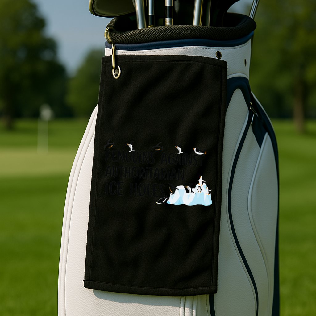 Funny Penguins Against Authoritarian Ice Holes Protest Golf Towel