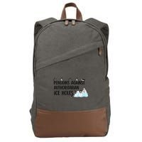 Funny Penguins Against Authoritarian Ice Holes Protest Cotton Canvas Backpack