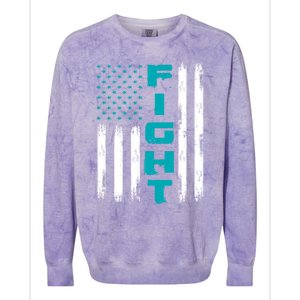 Fight Ptsd American Flag Ptsd Awareness Gift Colorblast Crewneck Sweatshirt