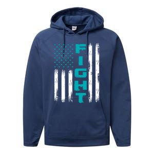 Fight Ptsd American Flag Ptsd Awareness Gift Performance Fleece Hoodie