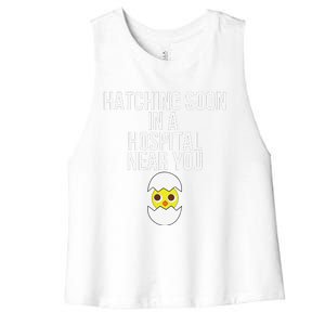 Funny Pregnancy Announcement Easter Reveal Mom Women's Racerback Cropped Tank