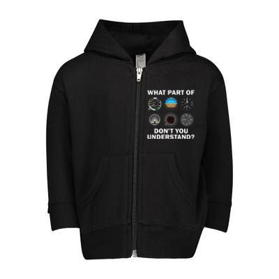 Funny Pilot Art Aviation Airline Pilot Instruments Toddler Zip Fleece Hoodie