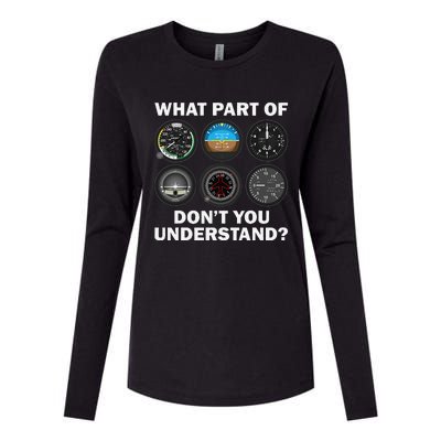 Funny Pilot Art Aviation Airline Pilot Instruments Womens Cotton Relaxed Long Sleeve T-Shirt