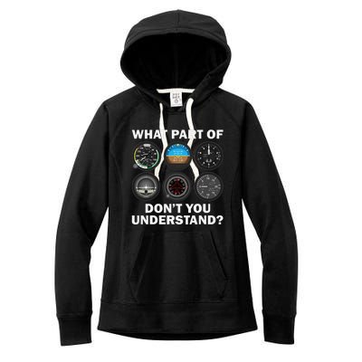 Funny Pilot Art Aviation Airline Pilot Instruments Women's Fleece Hoodie