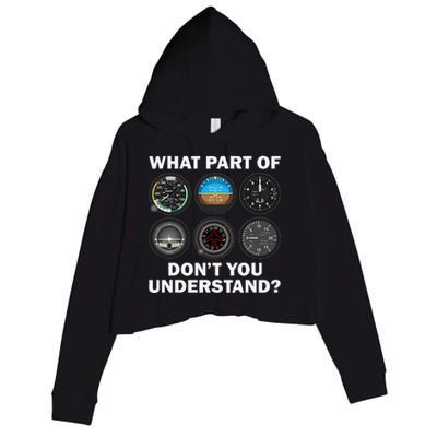 Funny Pilot Art Aviation Airline Pilot Instruments Crop Fleece Hoodie