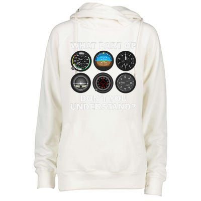 Funny Pilot Art Aviation Airline Pilot Instruments Womens Funnel Neck Pullover Hood