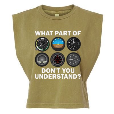 Funny Pilot Art Aviation Airline Pilot Instruments Garment-Dyed Women's Muscle Tee