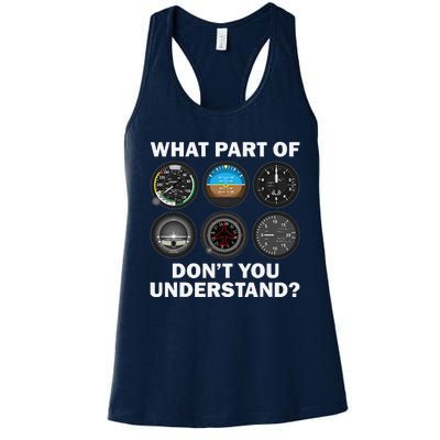 Funny Pilot Art Aviation Airline Pilot Instruments Women's Racerback Tank