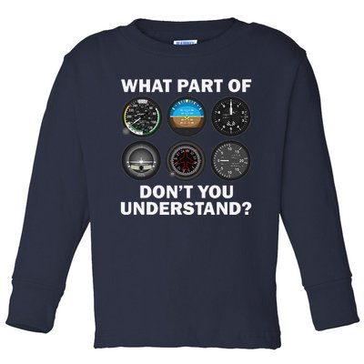 Funny Pilot Art Aviation Airline Pilot Instruments Toddler Long Sleeve Shirt