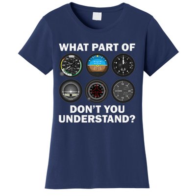 Funny Pilot Art Aviation Airline Pilot Instruments Women's T-Shirt