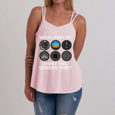 Funny Pilot Art Aviation Airline Pilot Instruments Women's Strappy Tank