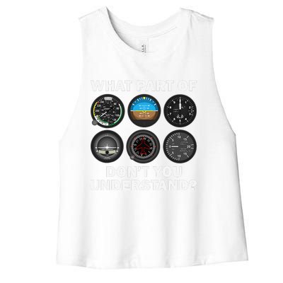 Funny Pilot Art Aviation Airline Pilot Instruments Women's Racerback Cropped Tank