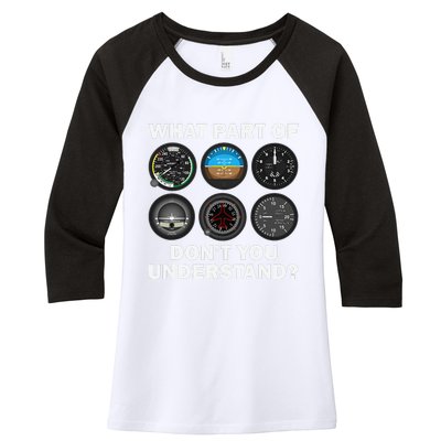 Funny Pilot Art Aviation Airline Pilot Instruments Women's Tri-Blend 3/4-Sleeve Raglan Shirt